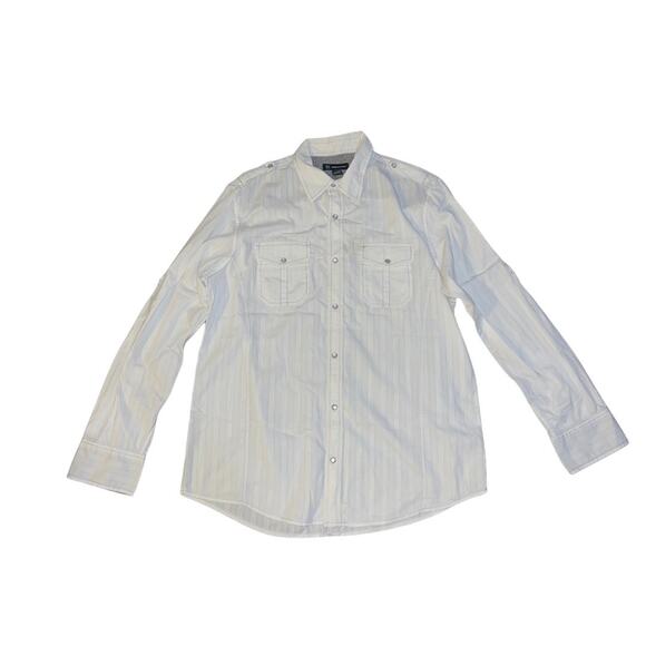 INC International Concepts Button Down Long Sleeve Shirt Snap Buttons Cotton - Picture 1 of 4